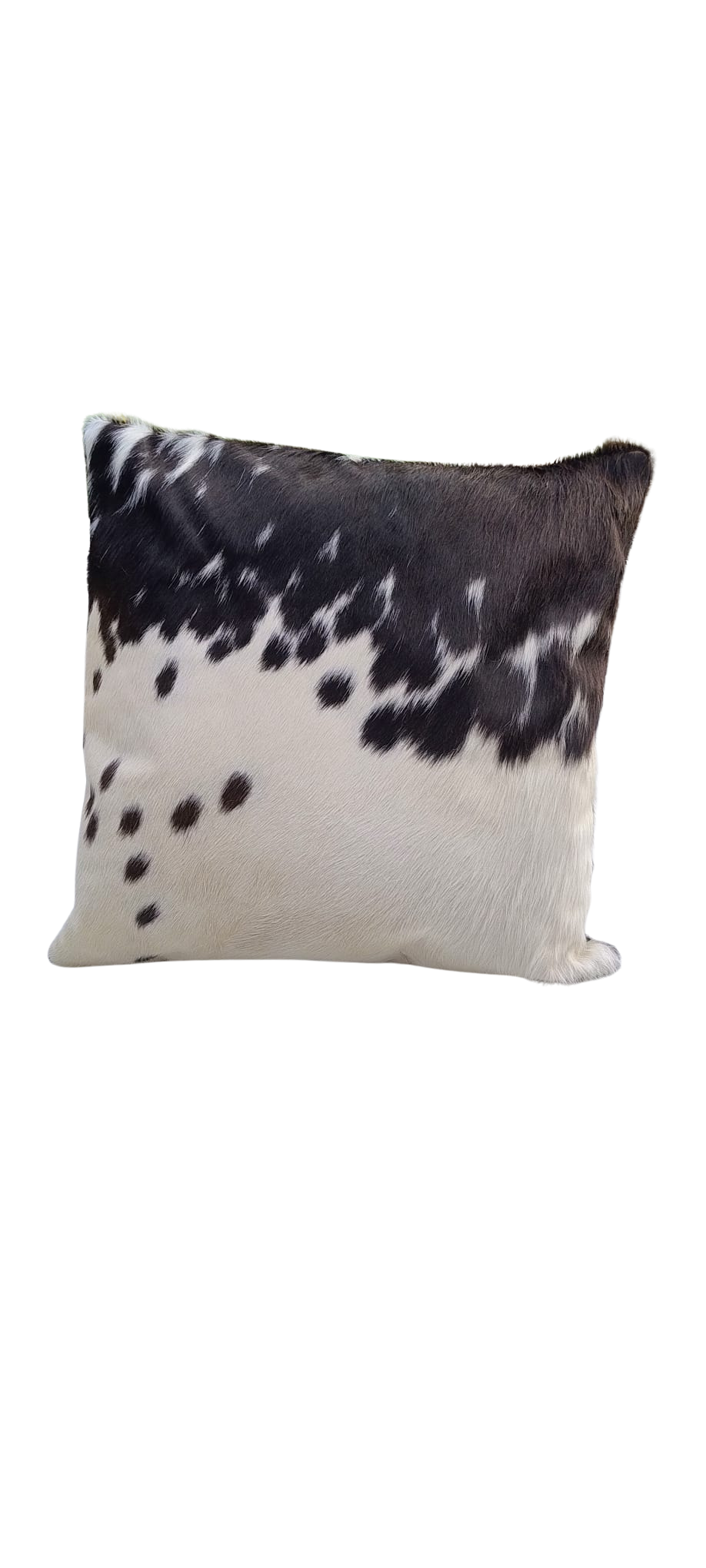Coussin en peau de vache – 1 face véritable peau de vache, 1 face tissu doux.